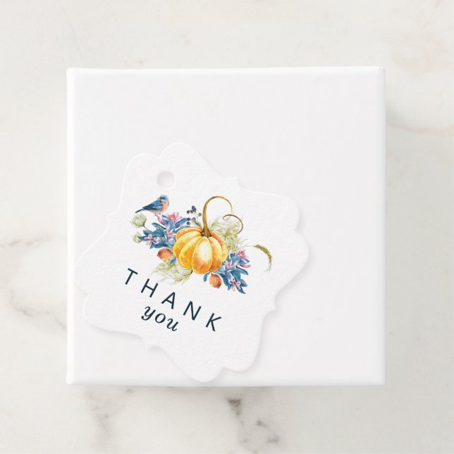 Anpassningsbar Fall Pumpkin Bröllop Tack Gåvor Etiketter (På plats)