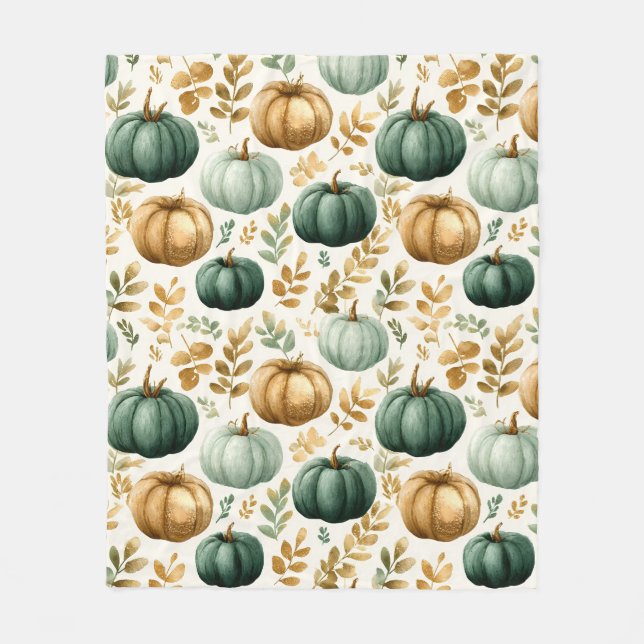 Anpassningsbar Fall Pumpkin Photo Ram Fleecefilt (Framsidan)