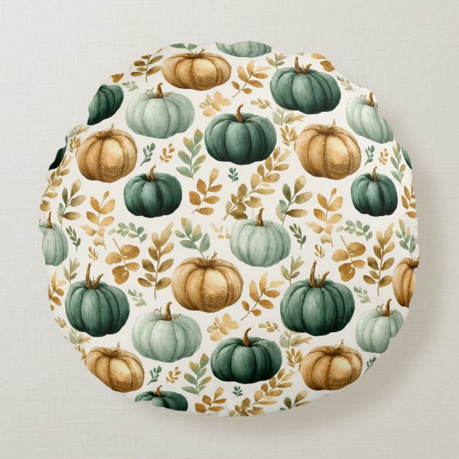 Anpassningsbar Fall Pumpkin Photo Ram Rund Kudde (Framsidan)