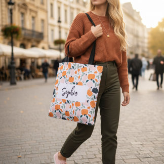 Anpassningsbar Fall Pumpkin Tote Bag med Namn Tygkasse