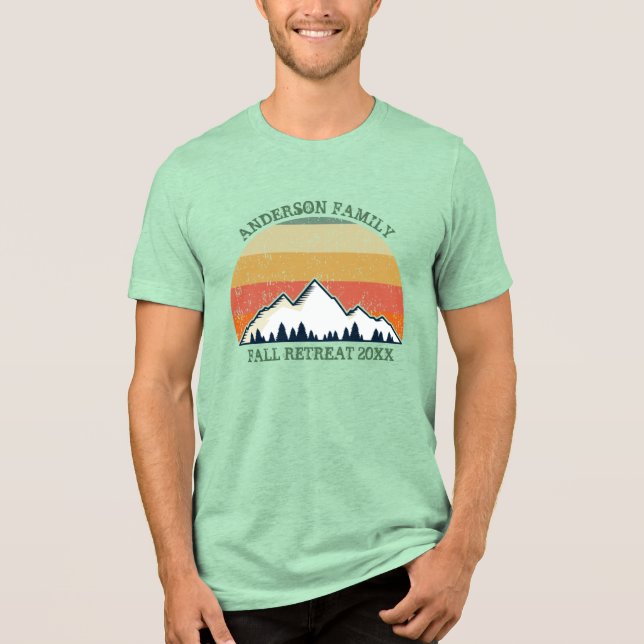 Anpassningsbar Fall Sunset Family Reunion Grönt T Shirt (Framsida)