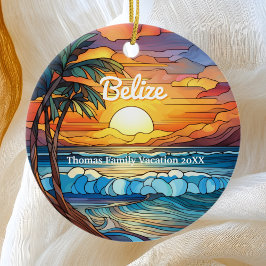 Anpassningsbar Familj Belize Vacation Faux-lagat g Julgransprydnad Keramik