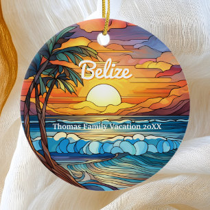 Anpassningsbar Familj Belize Vacation Faux-lagat g Julgransprydnad Keramik