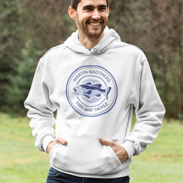 Anpassningsbar Familj Fiske efter Resa Blue Sjö Hoodie (Skapare uppladdad)