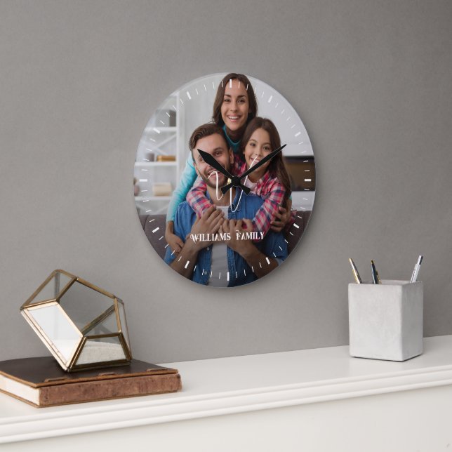 Anpassningsbar Familj Namn Farmhouse Large Clock Stor Klocka (Kontor)