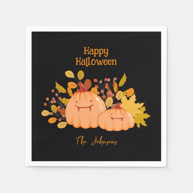 Anpassningsbar Familj Namn Happy halloween Pappersservett (Framsidan)