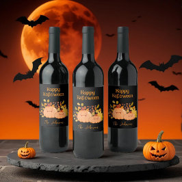 Anpassningsbar Familj Namn Happy halloween Vinflaska Etikett