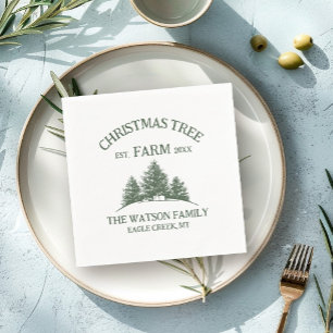 Anpassningsbar Familj Namn Julgran Farm Retro Pappersservett