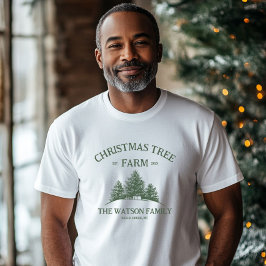 Anpassningsbar Familj Namn Julgran Farm Retro T Shirt