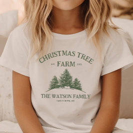 Anpassningsbar Familj Namn Julgran Farm Retro T Shirt