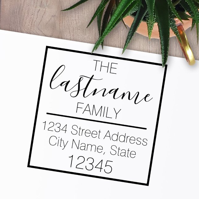 Anpassningsbar Familj Namn och Returadress - blomn Självfärgande Stämpel (Skapare uppladdad)