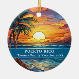 Anpassningsbar Familj Puerto Rico Resa Faux-glaset Julgransprydnad Keramik
