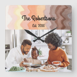 Anpassningsbar familjefotot keepsakretro rand ombr fyrkantig klocka