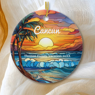 Anpassningsbar-familjen Cancun Vacation Faux-lagat Julgransprydnad Keramik