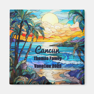Anpassningsbar-familjen Cancun Vacation Faux-lagat Magnet