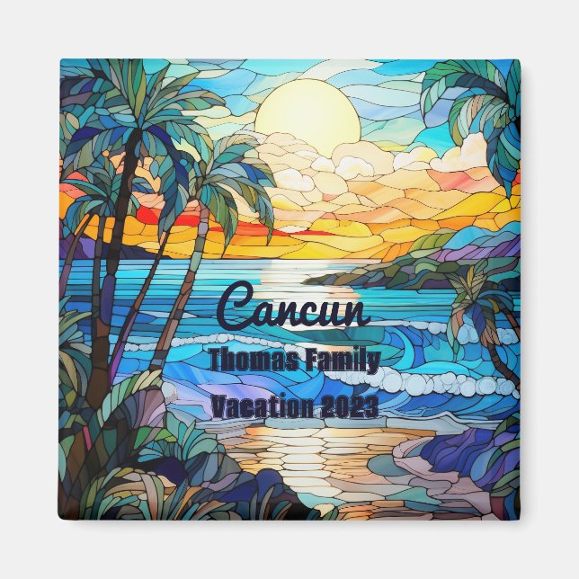Anpassningsbar-familjen Cancun Vacation Faux-lagat Magnet (Framsidan)