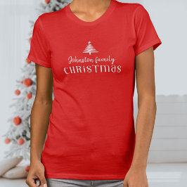 Anpassningsbar-familjen Julgran enkel röd T Shirt