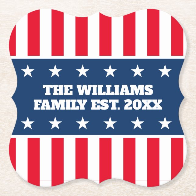 Anpassningsbar-familjen namn 4 juli party firande underlägg papper (Framsida)