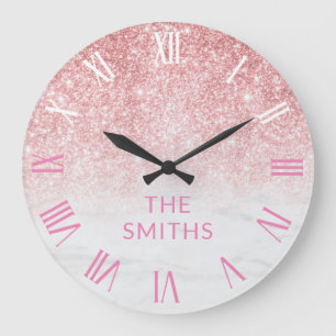 Anpassningsbar Familjen Namn Ro Guld Glitter och M Stor Klocka