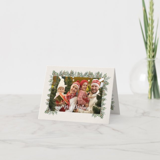 Anpassningsbar-familjens fotojulkort 1 tack kort (Framsida)