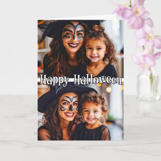 Anpassningsbar Family 2-fotomall Happy halloween Kort (Orkide)