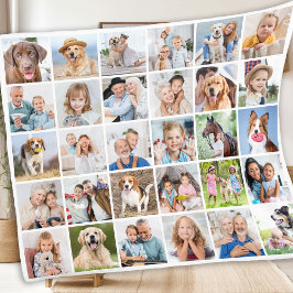 Anpassningsbar Family 30 Photo Collage Cute Memori Fleecefilt