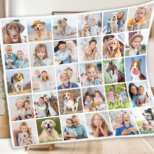 Anpassningsbar Family 30 Photo Collage Cute Memori Fleecefilt
