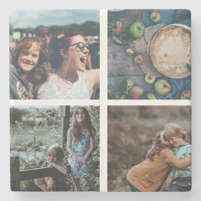 Anpassningsbar Family 4 - Fotokollage Keepsak Stenunderlägg (Framsidan)