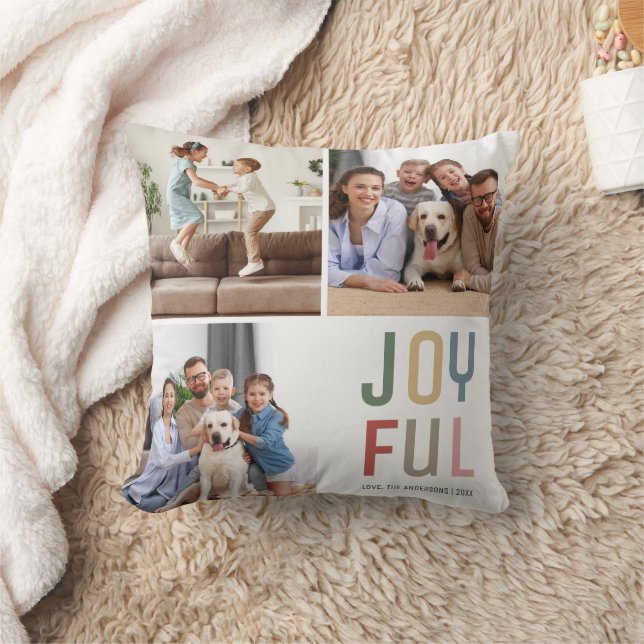 Anpassningsbar Family 4 Foton Glatt jul Kudde (Filt)