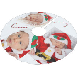 Anpassningsbar Family Baby Photos-Polkagrisar - ju Julgransmatta Borstad Polyester
