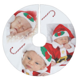 Anpassningsbar Family Baby Photos-Polkagrisar - ju Julgransmatta Borstad Polyester