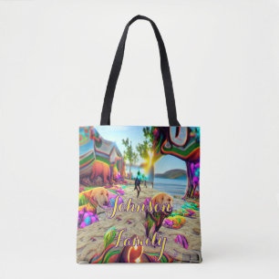 Anpassningsbar Family Beach Tote Bag Labrador Retr Tygkasse