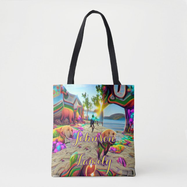 Anpassningsbar Family Beach Tote Bag Labrador Retr Tygkasse (Framsida)