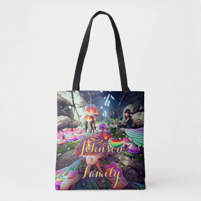 Anpassningsbar Family Beach Tote Bag med svampar Tygkasse (Framsida)