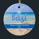 Anpassningsbar Family Belize Beach Vacation-jul Julgransprydnad Keramik<br><div class="desc">Cute personalizable Belize Resa souvenir. Anpassning: Ändra rubrik och år för att göra den unik.</div>