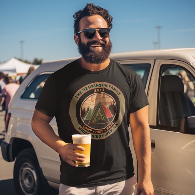 Anpassningsbar Family Camping Resa Photo Tält T Shirt (camping t-shirt, family matching, camping, mountains, retro, matching t-shirts, camping trip, custom)