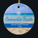 Anpassningsbar Family Clearwater Beach Vacation ju Julgransprydnad Keramik<br><div class="desc">Cute personalizable Florida Resa souvenir. Anpassning: Ändra rubrik och år för att göra den unik.</div>