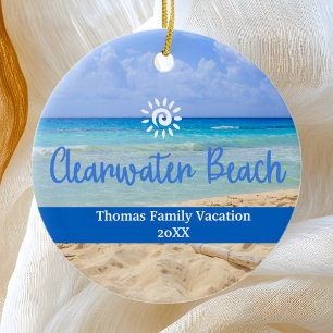Anpassningsbar Family Clearwater Beach Vacation ju Julgransprydnad Keramik
