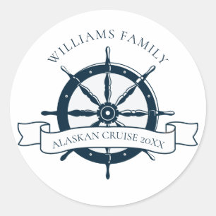 Anpassningsbar Family Cruise Frakt Vintage Nautica Runt Klistermärke