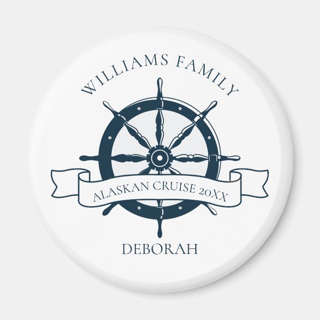 Anpassningsbar Family Cruise Frakt Wheel Nautical  Magnet (Framsidan)