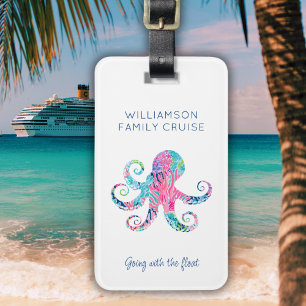 Anpassningsbar Family Cruise Vacation Cute Octopus Bagagebricka