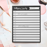 Anpassningsbar Family Daily Planner eller Homescho Anteckningsblock<br><div class="desc">Behålla om familjens dagliga schema eller hemskolescholschema med det dagliga anteckningsblocket organiserat per timme. Anpassa med din familj namn högst upp.</div>