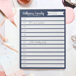 Anpassningsbar Family Daily Planner eller Homescho Anteckningsblock<br><div class="desc">Behålla om familjens dagliga schema eller hemskolescholschema med det dagliga anteckningsblocket organiserat per timme. Anpassa med din familj namn högst upp.</div>