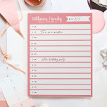 Anpassningsbar Family Daily Planner eller Homescho Anteckningsblock<br><div class="desc">Behålla om familjens dagliga schema eller hemskolescholschema med det dagliga anteckningsblocket organiserat per timme. Anpassa med din familj namn högst upp.</div>