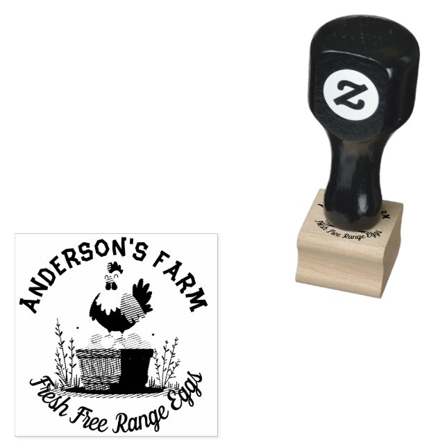 Anpassningsbar Family Farm Fresh Eggs Blommigt Hen Stämpel (Stämplad)