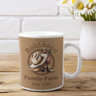 Anpassningsbar Family Farm Western CowboyBoots Kaffemugg