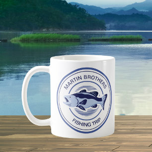 Anpassningsbar Family Fishing Resa Blue Bass Fishe Kaffemugg