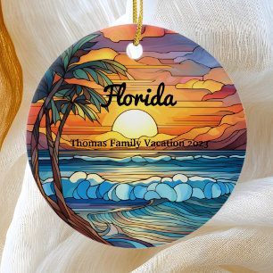Anpassningsbar Family Florida Resa Faux Stached Gl Julgransprydnad Keramik