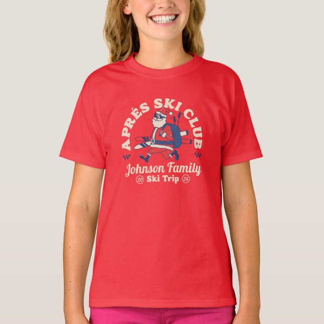 Anpassningsbar Family Friends Group Ski Resa Skis T Shirt (Framsida)