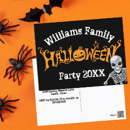 Anpassningsbar Family Halloween Årlig Party Skelet Vykort